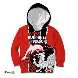 NRL Combine Dolphins and Dragons Kid Hoodie Sporty Style