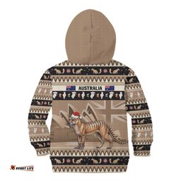 Aussie Tasmanian Tiger Kid Hoodie Merry Christmas