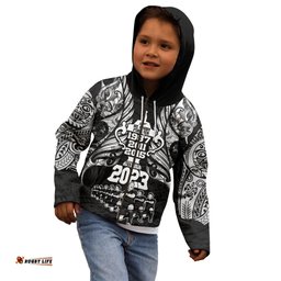New Zealand Rugby Kid Hoodie Black Haka Dance With NZ Champions History