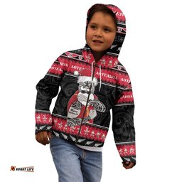 New Zealand Santa Tiki Christmas Kid Hoodie Meri Kirihimete