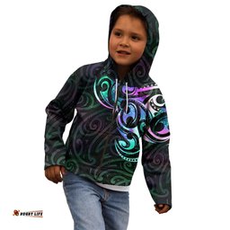 Matariki New Zealand Kid Hoodie Maori New Year Galaxy Sky Green