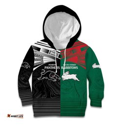 Custom Rabbitohs Panthers Kid Hoodie NRL Tribal Half Style