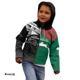 Custom Rabbitohs Panthers Kid Hoodie NRL Tribal Half Style