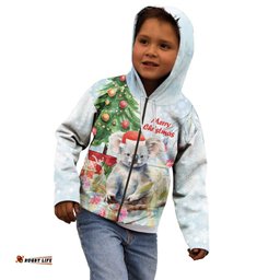Australia Christmas Kid Hoodie Koala Santa With Eucalyptus Watercolor