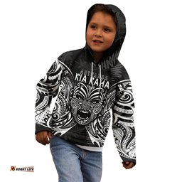 New Zealand Rugby Kid Hoodie World Cup Aotearoa Haka Face