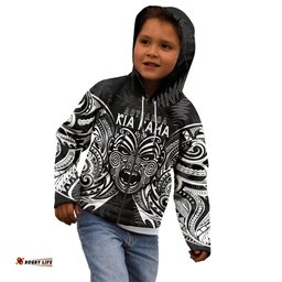 New Zealand Rugby Kid Hoodie World Cup Aotearoa Haka Face