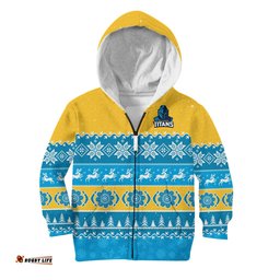 Custom Personalised Titans Rugby Hoodie KID Indigenous Merry Christmas