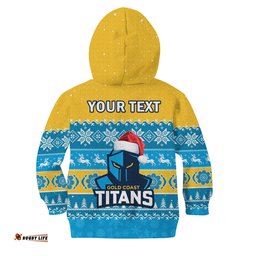 Custom Personalised Titans Rugby Hoodie KID Indigenous Merry Christmas