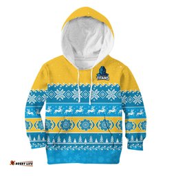 Custom Personalised Titans Rugby Hoodie KID Indigenous Merry Christmas