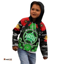 Melbourne Stars ANZAC 2024 Kid Hoodie Lest We Forget Poppy Mix Camouflage