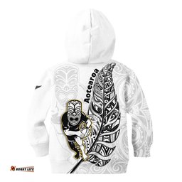 New Zealand Silver Fern Rugby Hoodie KID All Black Maori Version White
