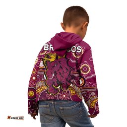 Broncos Rugby Hoodie KID Indigenous Pattern Artsy Ver.01