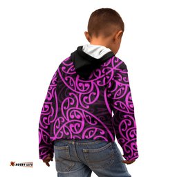 New Zealand Kid Hoodie Maori Pattern Purple