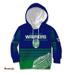 Warriors New Zealand Rugby Kid Hoodie Maori Face Ta Moko Simple Style