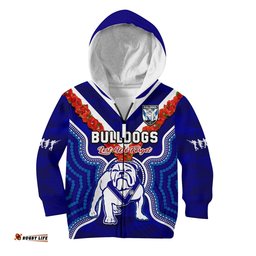 Bulldogs Rugby ANZAC Hoodie KID Dots Poppy Mix Camouflage Lest We Forget