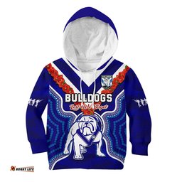 Bulldogs Rugby ANZAC Hoodie KID Dots Poppy Mix Camouflage Lest We Forget