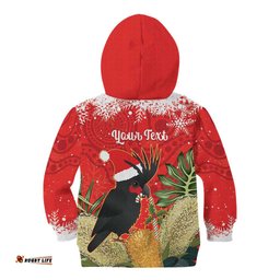 Personalised Palm Cockatoo Australia Christmas Kid Hoodie Merry Chrissie Banksia Flowers