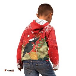 Personalised Palm Cockatoo Australia Christmas Kid Hoodie Merry Chrissie Banksia Flowers