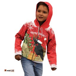 Personalised Palm Cockatoo Australia Christmas Kid Hoodie Merry Chrissie Banksia Flowers