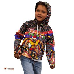 Merry Christmas AFL Gold Coast Suns Kid Hoodie Aboriginal Santa Football Mascot