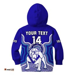 Custom Text And Number Bulldogs Rugby Hoodie KID Canterbury Bankstown 1935 Indigenous Artsy