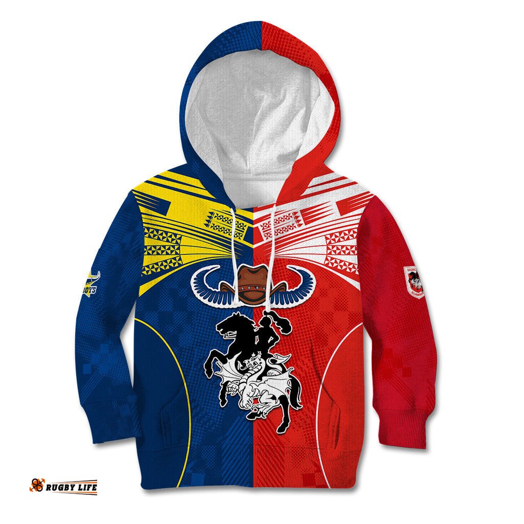 NRL Cowboys Combine Dragon Rugby Kid Hoodie Sporty Style