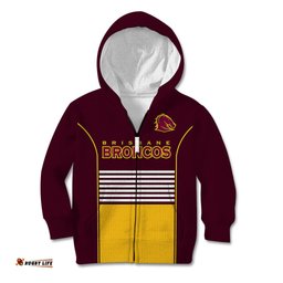 Custom Text And Number Broncos Rugby Kid Hoodie Sporty Style Maroon Version