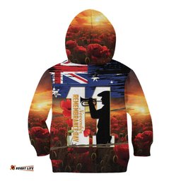 Australia Rememberance Day Kid Hoodie 11 November Poppy Field With Last Post