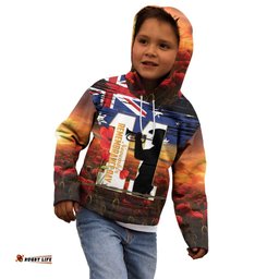 Australia Rememberance Day Kid Hoodie 11 November Poppy Field With Last Post