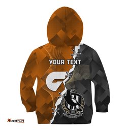 Personalised Collingwood And Giants Football Kid Hoodie Together Sporty Style