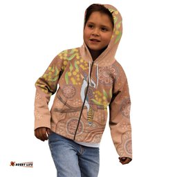 Kookaburra Aboriginal Dot Painting Kid Hoodie