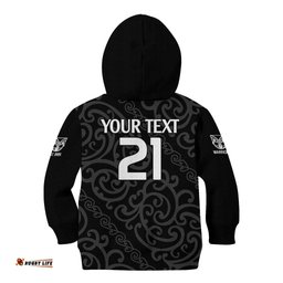 Custom Text And Number New Zealand Warriors Rugby Kid Hoodie Proud to Maori Warriors