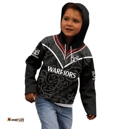 Custom Text And Number New Zealand Warriors Rugby Kid Hoodie Proud to Maori Warriors