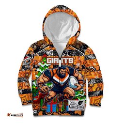 Custom Giants Football Merry Christmas Kid Hoodie Indigenous Australian Art