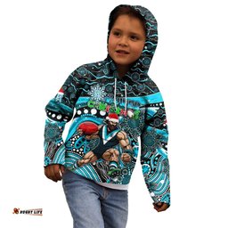 Merry Christmas AFL Power Kid Hoodie Aboriginal Santa Football Mascot