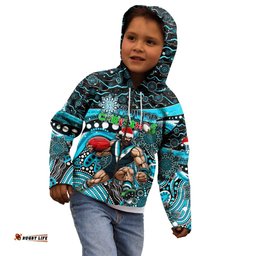 Merry Christmas AFL Power Kid Hoodie Aboriginal Santa Football Mascot