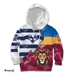 Brisbane Geelong Football Custom Kid Hoodie Cracked Metal Style