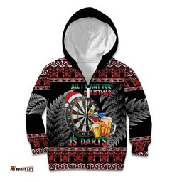 All I Want For Christmas Is Darts New Zealand Kid Hoodie