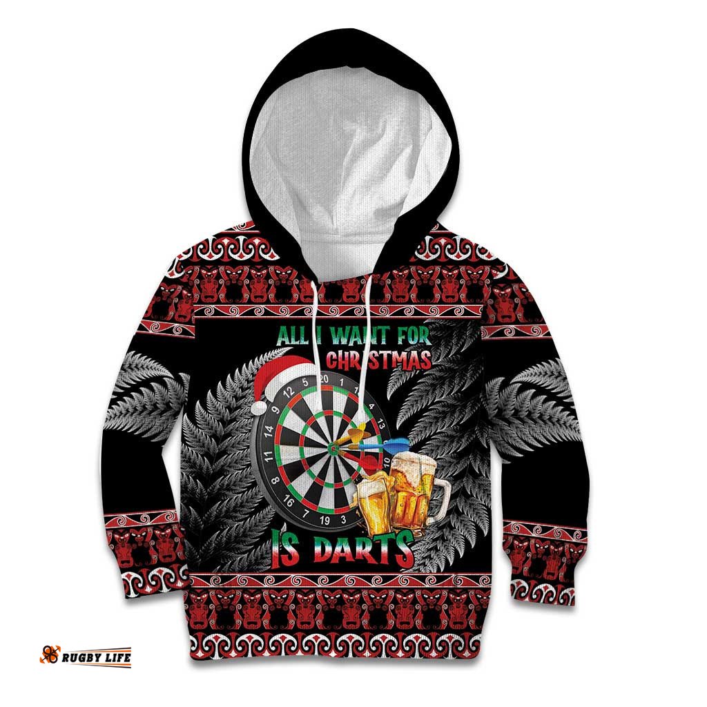 All I Want For Christmas Is Darts New Zealand Kid Hoodie