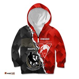 Personalised Collingwood And Swans Football Kid Hoodie Together Sporty Style
