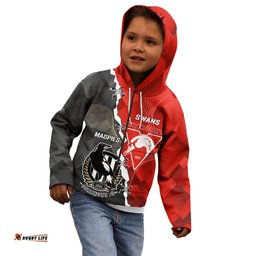 Personalised Collingwood And Swans Football Kid Hoodie Together Sporty Style