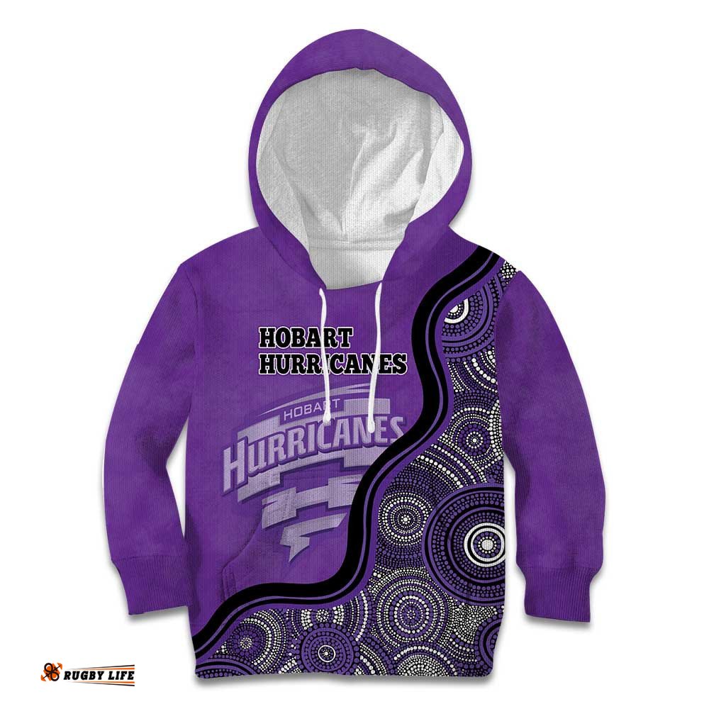 Custom Hobart Hurricanes Kid Hoodie Indigenous Art Grunge Style