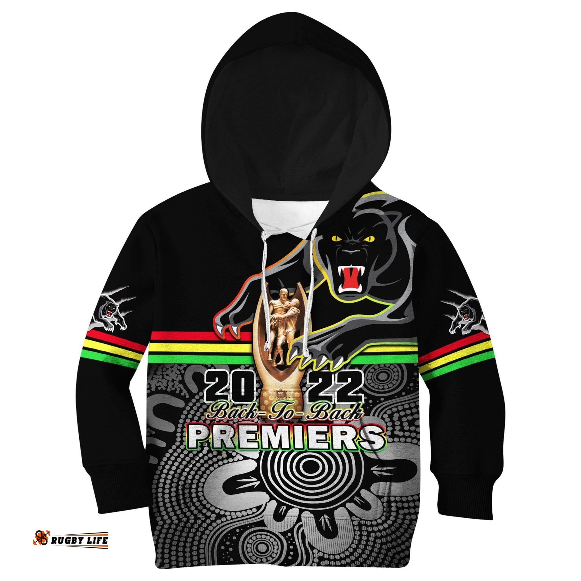 Panthers Rugby Hoodie KID Pennies Premiers Back To Back Indigenous Original