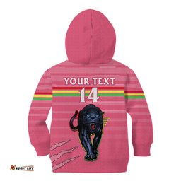 Custom Text And Number Penrith Panthers Rugby Kid Hoodie The Riff Est 1966 Pink Sporty