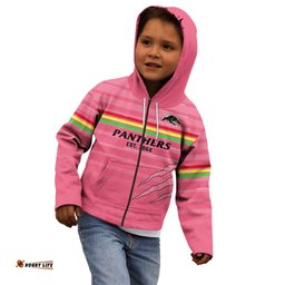 Custom Text And Number Penrith Panthers Rugby Kid Hoodie The Riff Est 1966 Pink Sporty