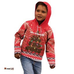 Kiwi New Zealand Christmas Kid Hoodie Meri Kirihimete Silver Fern Red Color