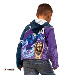 Custom Storm Rugby Kid Hoodie Go Champions Mascot With Polynesian Indigenous Art