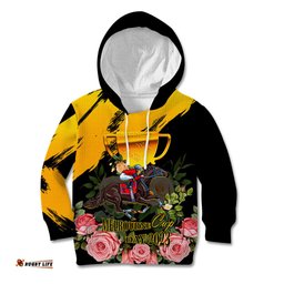 Personalised Australia Melbourne Cup Day Kid Hoodie Horse Racing Trophy With Roses