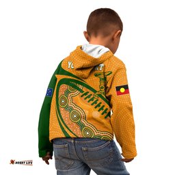 Personalised Aussie Wallabies Kid Hoodie Rugby World Cup Indigenous