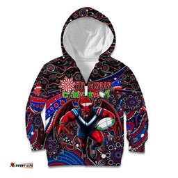Merry Christmas AFL Demons Kid Hoodie Aboriginal Santa Football Mascot